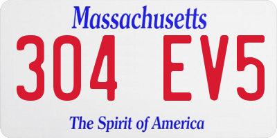 MA license plate 304EV5