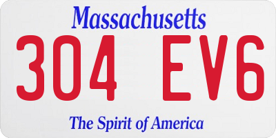 MA license plate 304EV6
