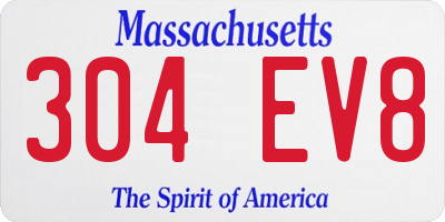 MA license plate 304EV8