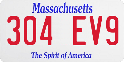 MA license plate 304EV9