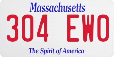 MA license plate 304EW0