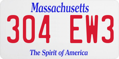 MA license plate 304EW3