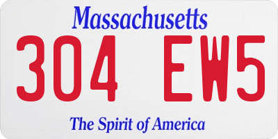 MA license plate 304EW5