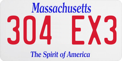 MA license plate 304EX3