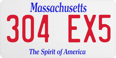 MA license plate 304EX5