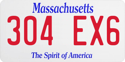 MA license plate 304EX6