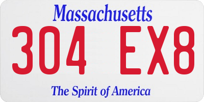 MA license plate 304EX8