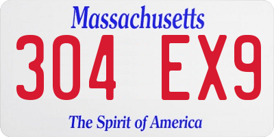 MA license plate 304EX9