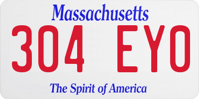 MA license plate 304EY0