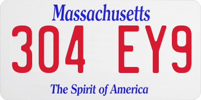 MA license plate 304EY9