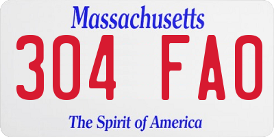 MA license plate 304FA0