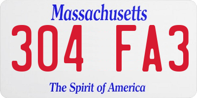 MA license plate 304FA3