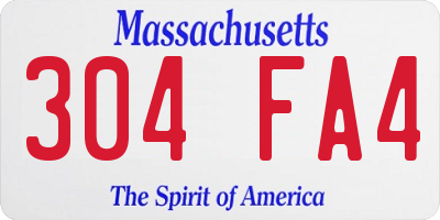 MA license plate 304FA4