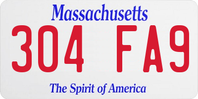 MA license plate 304FA9