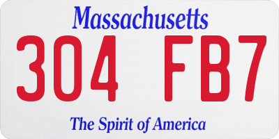 MA license plate 304FB7