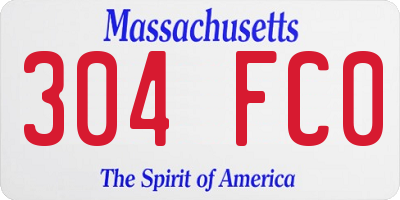 MA license plate 304FC0