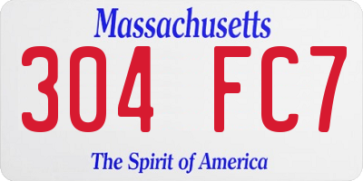 MA license plate 304FC7