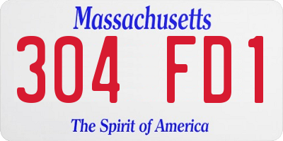 MA license plate 304FD1