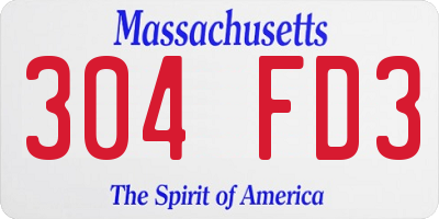 MA license plate 304FD3