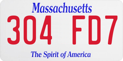 MA license plate 304FD7