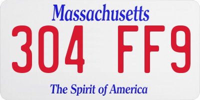 MA license plate 304FF9