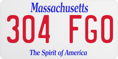 MA license plate 304FG0