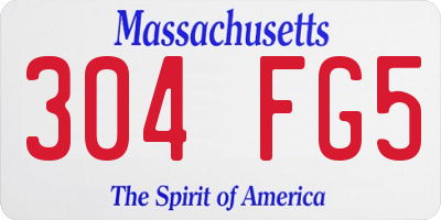MA license plate 304FG5