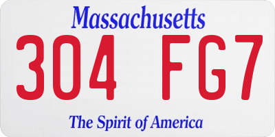 MA license plate 304FG7