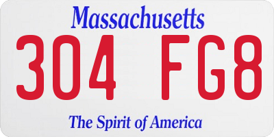 MA license plate 304FG8