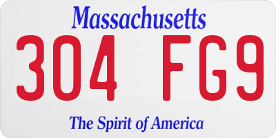 MA license plate 304FG9
