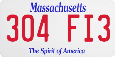 MA license plate 304FI3