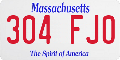 MA license plate 304FJ0