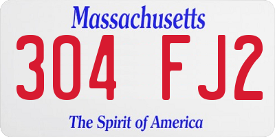 MA license plate 304FJ2