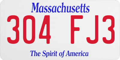 MA license plate 304FJ3