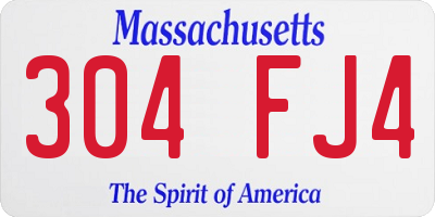 MA license plate 304FJ4