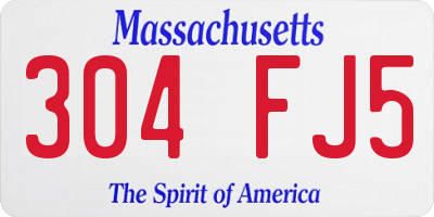 MA license plate 304FJ5