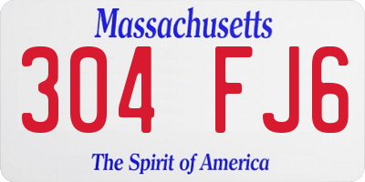 MA license plate 304FJ6
