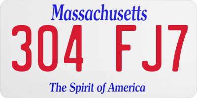 MA license plate 304FJ7