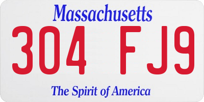 MA license plate 304FJ9