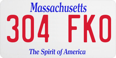 MA license plate 304FK0