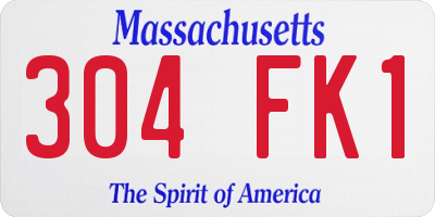 MA license plate 304FK1