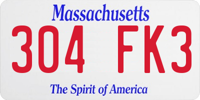 MA license plate 304FK3