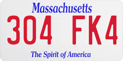MA license plate 304FK4