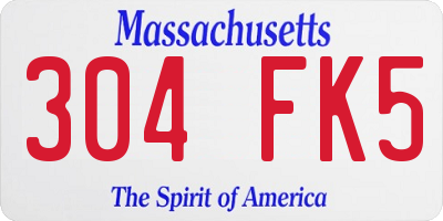 MA license plate 304FK5