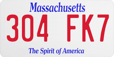 MA license plate 304FK7