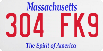 MA license plate 304FK9