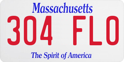 MA license plate 304FL0