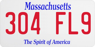 MA license plate 304FL9