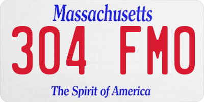 MA license plate 304FM0
