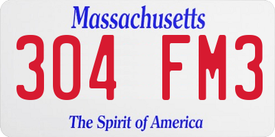 MA license plate 304FM3